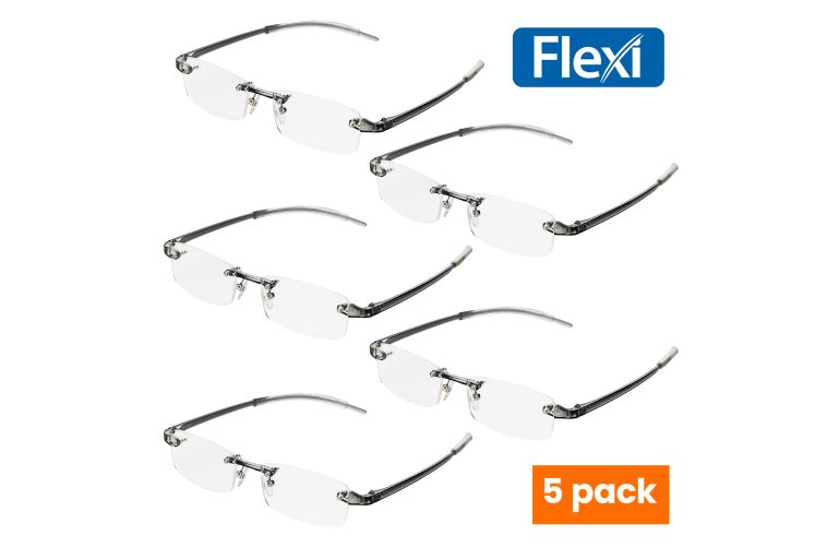 Memoflex Grey Rimless Reading Glasses (5Pack)