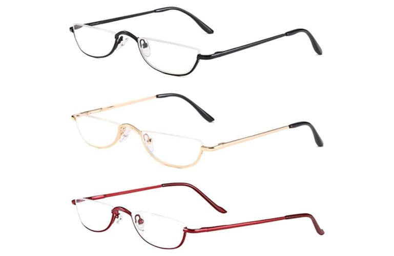 Half Moon Reading Glasses Black, Beige & Red