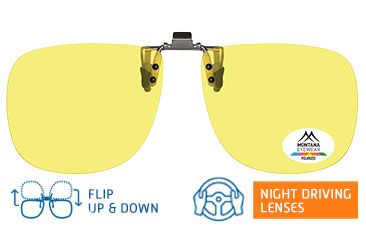 clip on night driving glasses with yellow anti-glare lens