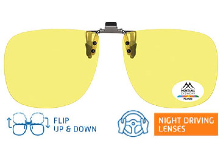 clip on night driving glasses with yellow anti-glare lens