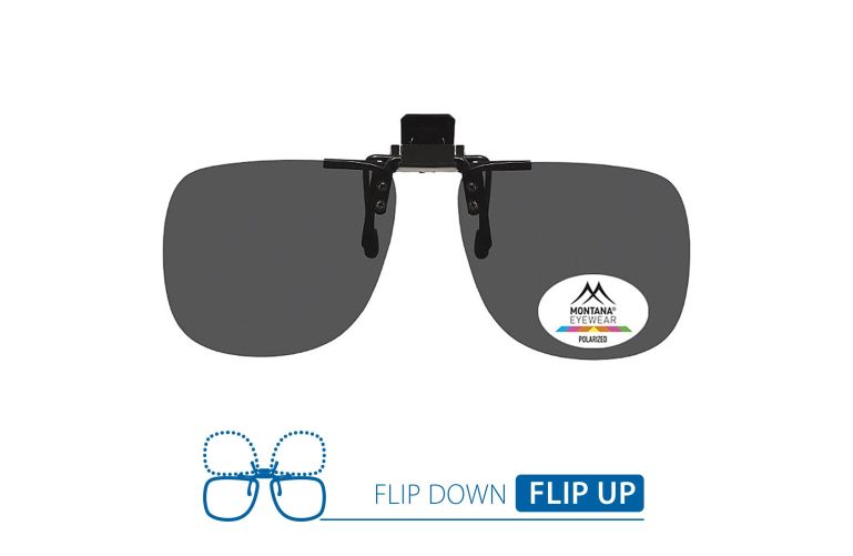 polarised sunglasses clip on with dark smoke UV400 lens