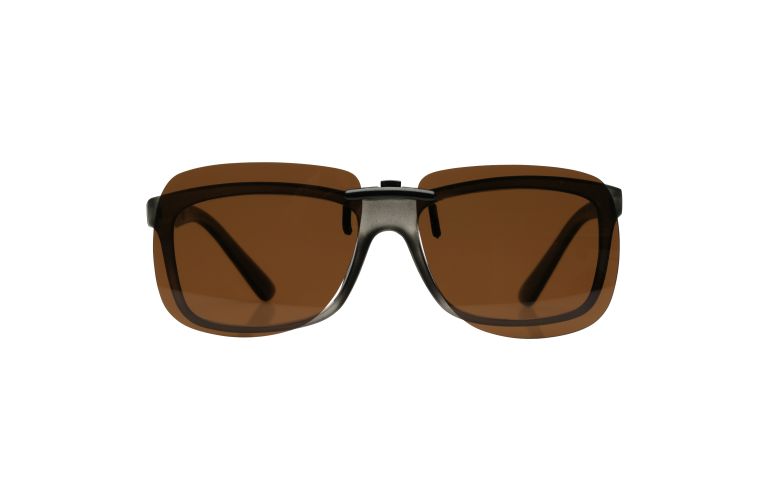 Sunglasses For Glasses Clip On attached to prescription glasses