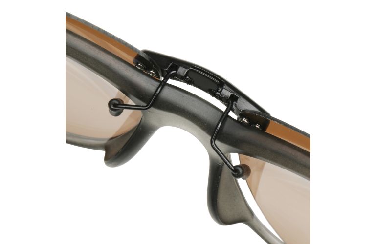 side view of Sunglasses For Glasses Clip On showing top clip mechanism