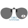 round clip-on sunglasses with polarised black lenses