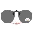 round clip-on sunglasses with polarised black lenses