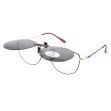 side view of round clip on sunglasses showing spring clip mechanism