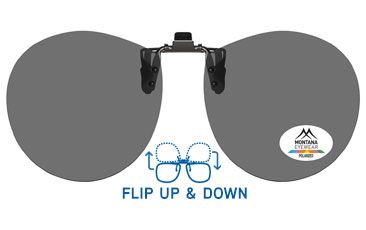 round clip-on sunglasses with polarised black lenses