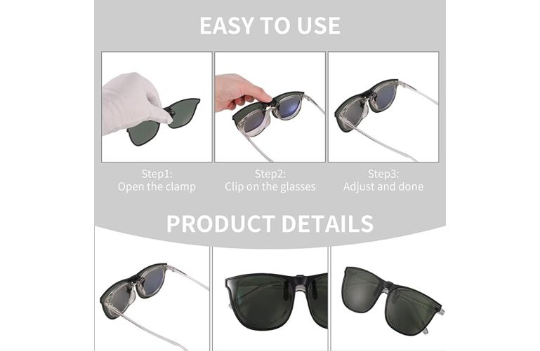 clip-on sunglasses attached to prescription glasses