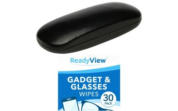 Leather Glasses Case + 30 Glass Wipes Combo