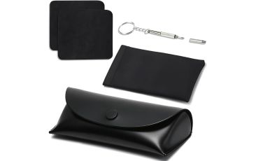 Shelby Leather Glasses Case Pouch, Black
